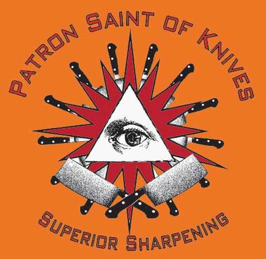 Patron Saint of Knives Saint of Knives sharpening logo