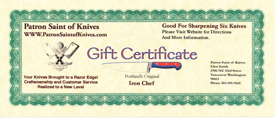 Knife sharpening gift certificate